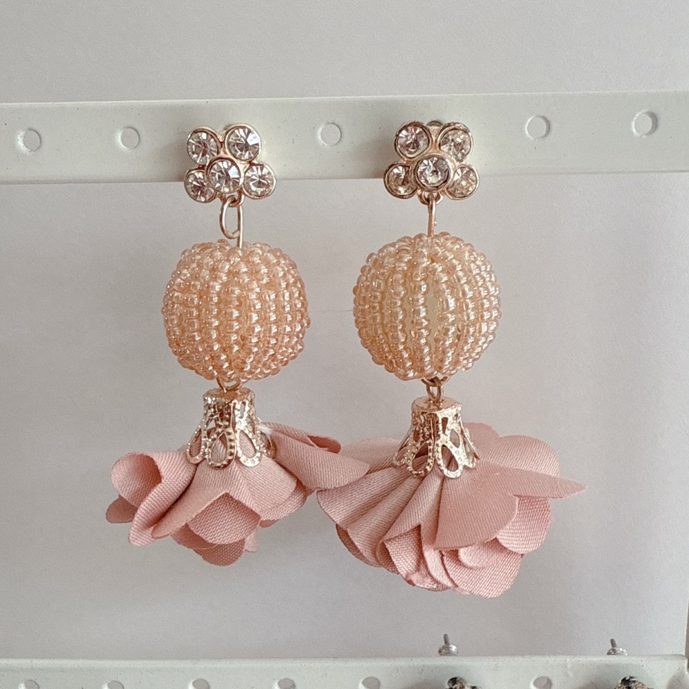 Topshop Blossom Beaded Floral Drop Earrings